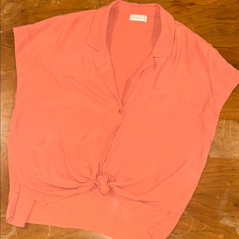 Gentle Fawn Pink Cap Sleeve Tie Front Blouse